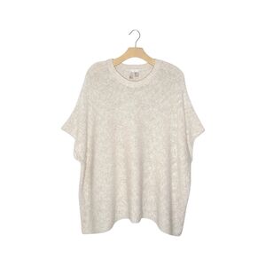Forever 21 Cream Oversize Short Sleeve Heavy Knit Sweater Top